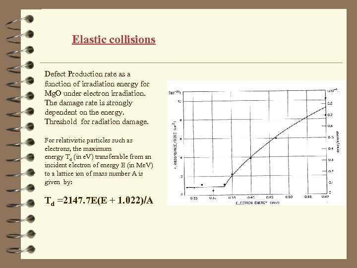 Elastic collisions Defect Production rate as a function of irradiation energy for Mg. O