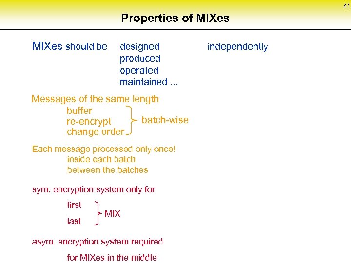 41 Properties of MIXes should be designed produced operated maintained. . . Messages of