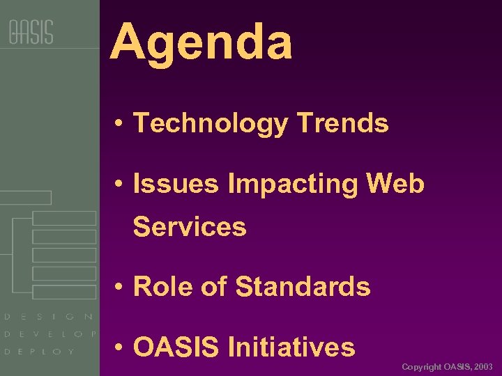 Agenda • Technology Trends • Issues Impacting Web Services • Role of Standards •
