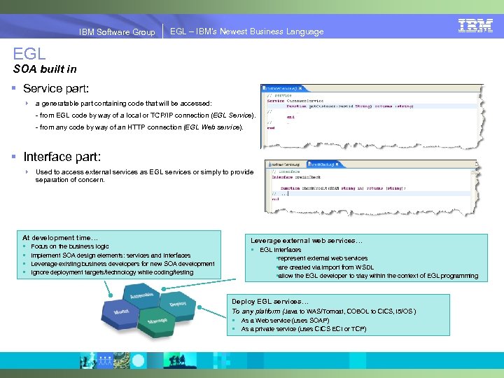 IBM Software Group | EGL Simplify Innovation IBM Software Group EGL – IBM’s Newest