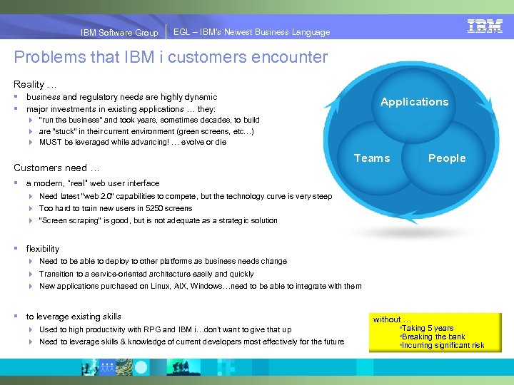 IBM Software Group | EGL Simplify Innovation IBM Software Group EGL – IBM’s Newest