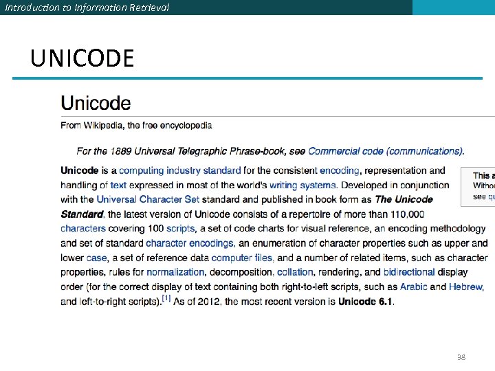 Introduction to Information Retrieval UNICODE 38 