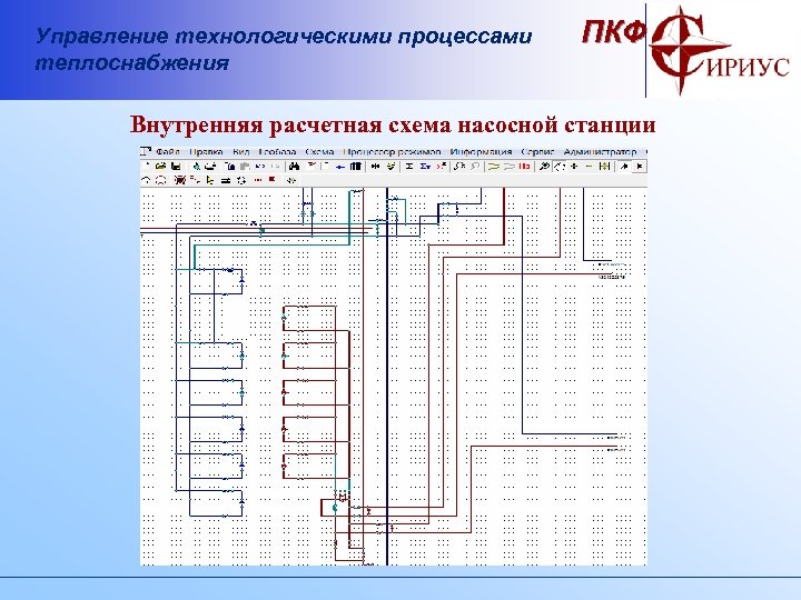 Управление технологическими процессами теплоснабжения ПКФ Внутренняя расчетная схема насосной станции 