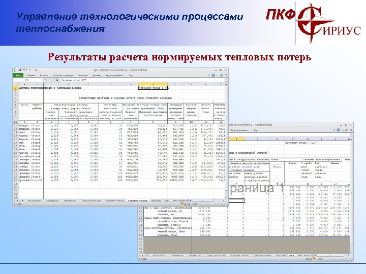 Управление технологическими процессами теплоснабжения ПКФ Результаты расчета нормируемых тепловых потерь 