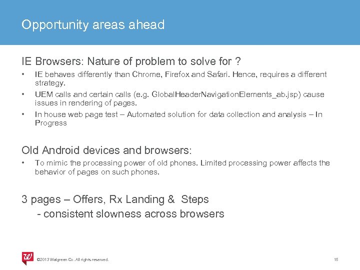 Opportunity areas ahead IE Browsers: Nature of problem to solve for ? • •