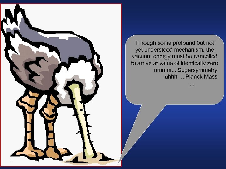 Through some profound but not yet understood mechanism, the vacuum energy must be cancelled