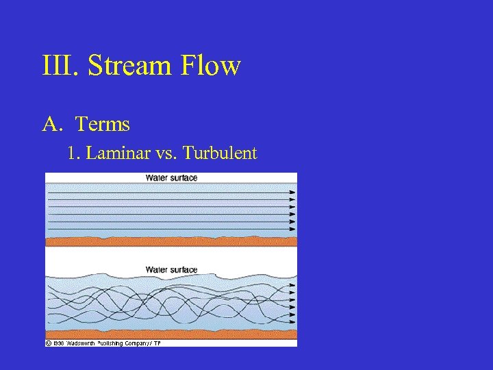 III. Stream Flow A. Terms 1. Laminar vs. Turbulent 
