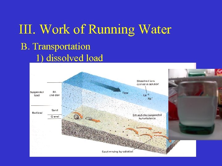 III. Work of Running Water B. Transportation 1) dissolved load 
