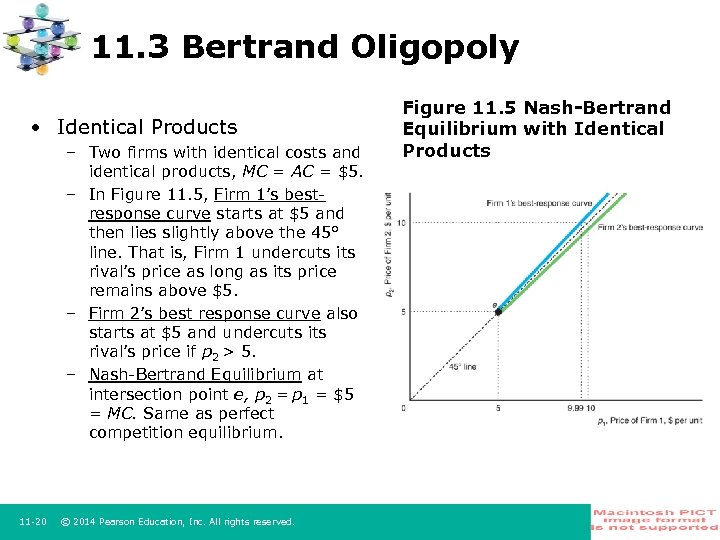 11. 3 Bertrand Oligopoly • Identical Products – Two firms with identical costs and