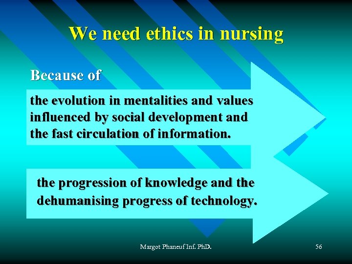 We need ethics in nursing Because of the evolution in mentalities and values influenced