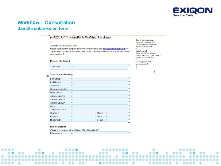 Workflow – Consultation Sample submission form 