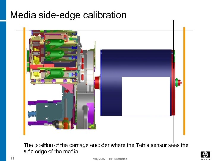 Media side-edge calibration The position of the carriage encoder where the Tetris sensor sees