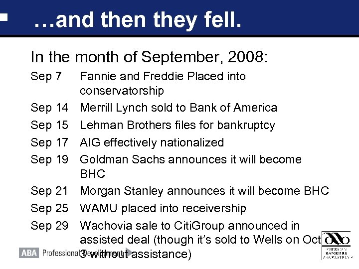 …and then they fell. In the month of September, 2008: Sep 7 Sep 14