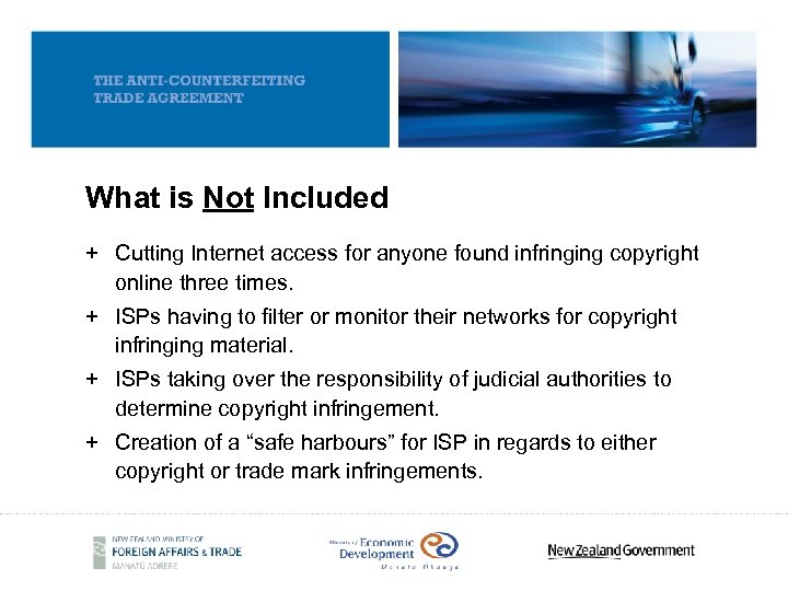 What is Not Included + Cutting Internet access for anyone found infringing copyright online