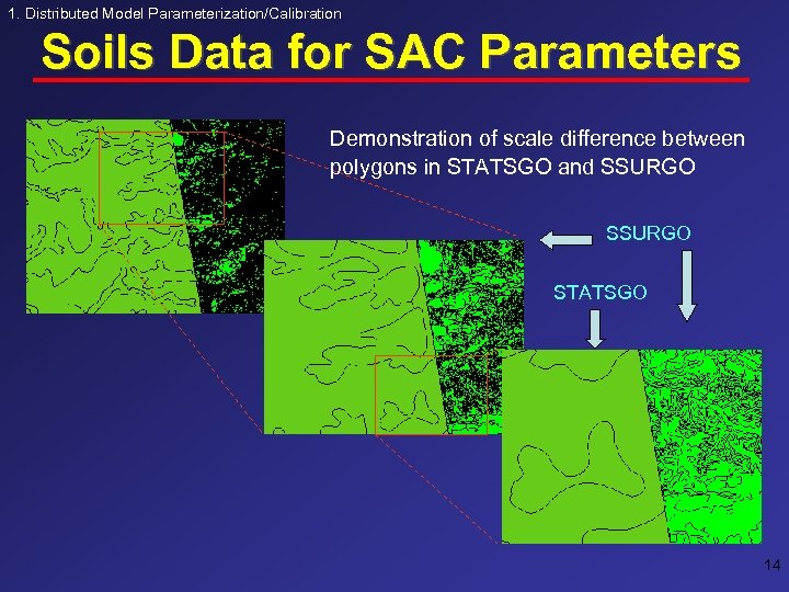 1. Distributed Model Parameterization/Calibration Soils Data for SAC Parameters Demonstration of scale difference between