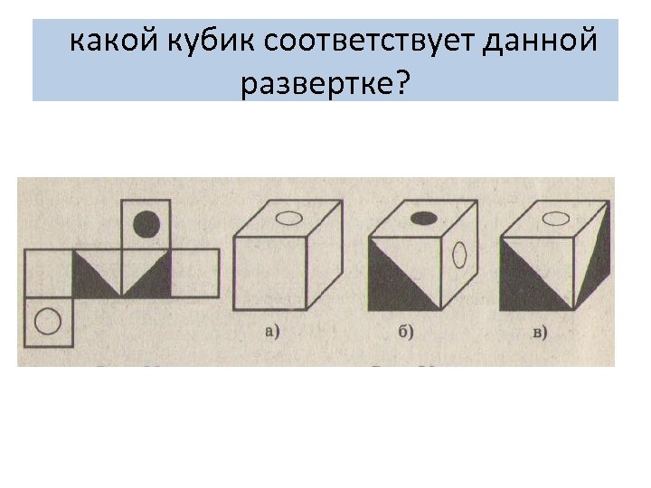  какой кубик соответствует данной развертке? 