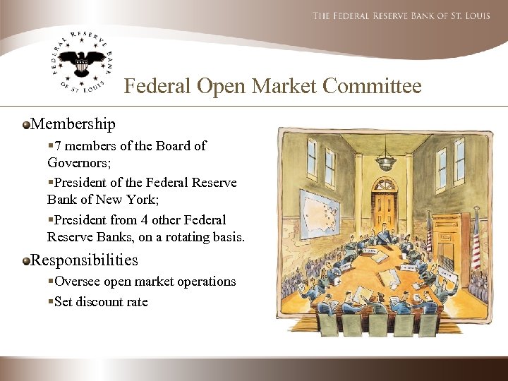 Federal Open Market Committee Membership § 7 members of the Board of Governors; §President