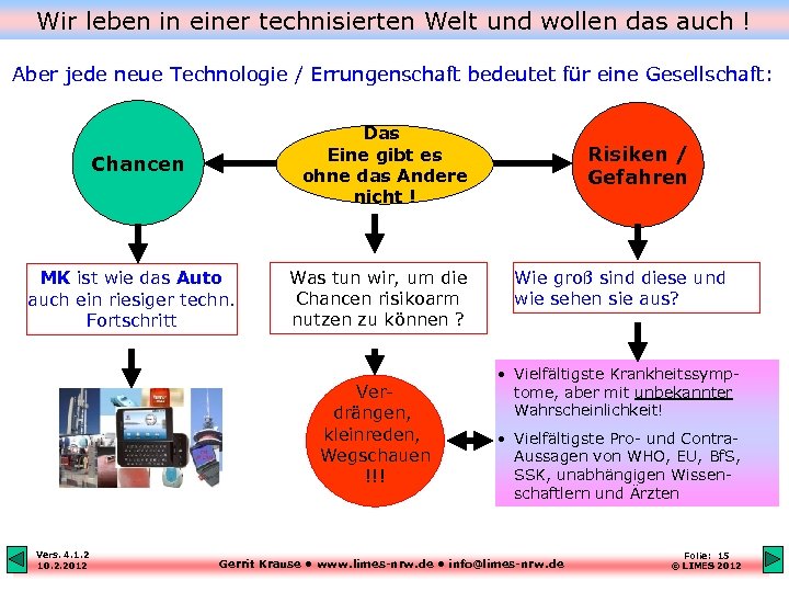 Wir leben in einer technisierten Welt und wollen das auch ! Aber jede neue