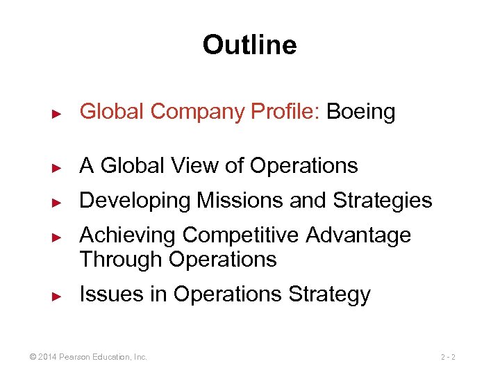 Outline ► Global Company Profile: Boeing ► A Global View of Operations ► Developing