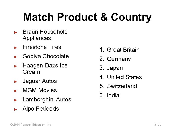 Match Product & Country ► Braun Household Appliances ► Firestone Tires 1. Great Britain