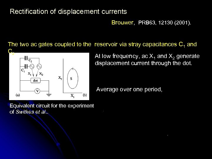 Rectification of displacement currents Brouwer, PRB 63, 12130 (2001). The two ac gates coupled