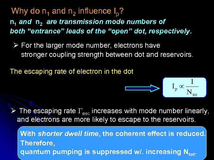 Why do n 1 and n 2 influence Ip? n 1 and n 2