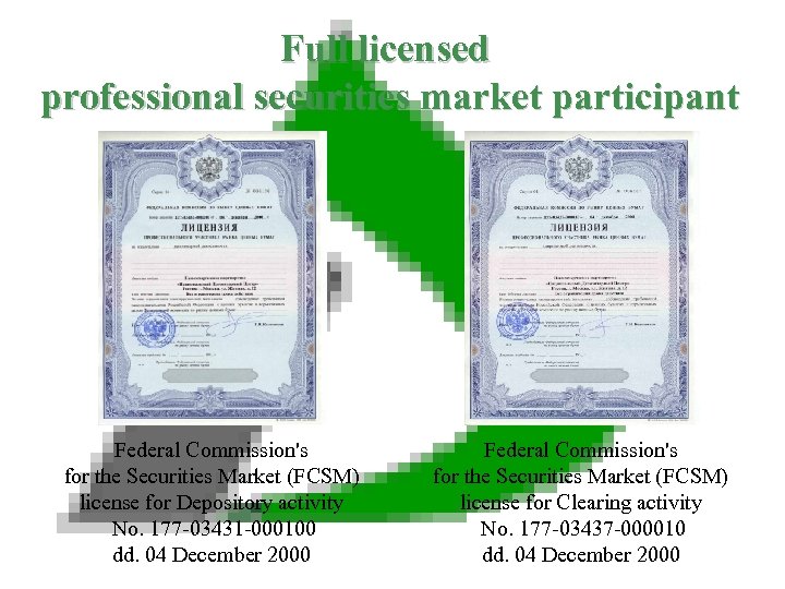 Full licensed professional securities market participant Federal Commission's for the Securities Market (FCSM) license