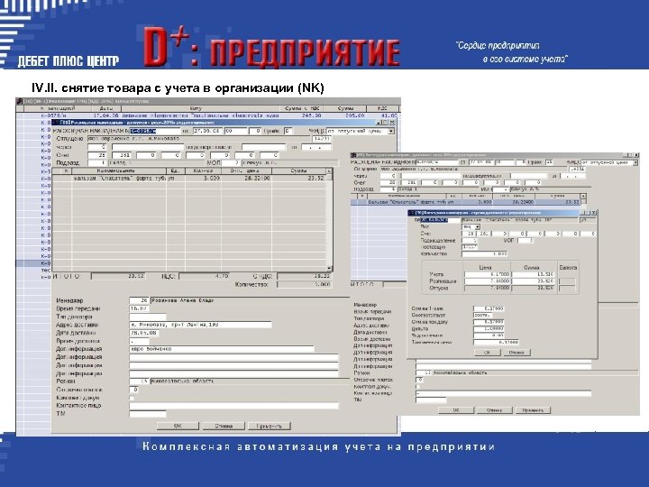 IV. II. снятие товаpа с учета в оpганизации (NK) 