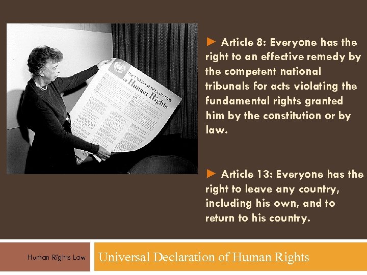 ► Article 8: Everyone has the right to an effective remedy by the competent