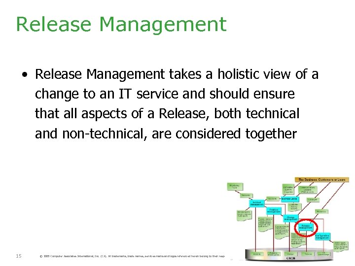 Release Management • Release Management takes a holistic view of a change to an