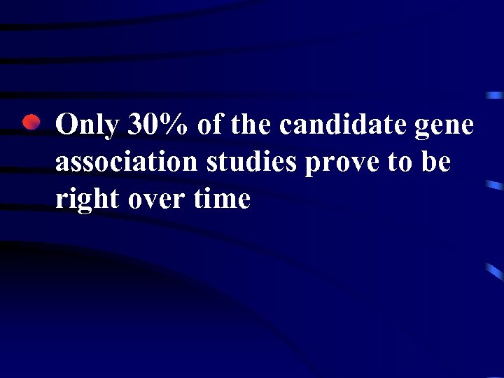 Only 30% of the candidate gene association studies prove to be right over time