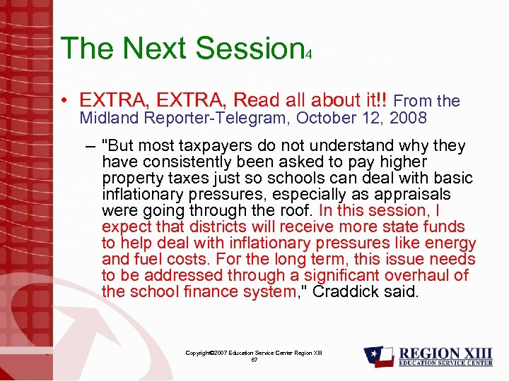 The Next Session 4 • EXTRA, Read all about it!! From the Midland Reporter-Telegram,