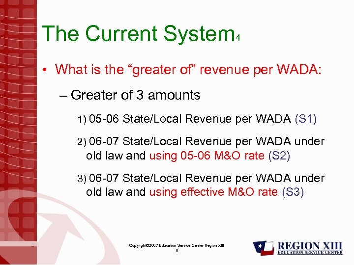 The Current System 4 • What is the “greater of” revenue per WADA: –