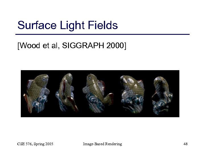 Surface Light Fields [Wood et al, SIGGRAPH 2000] CSE 576, Spring 2005 Image-Based Rendering