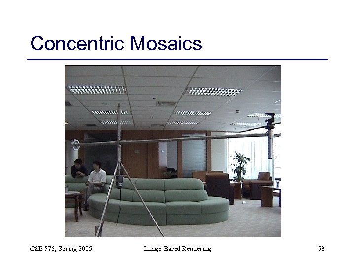 Concentric Mosaics CSE 576, Spring 2005 Image-Based Rendering 53 
