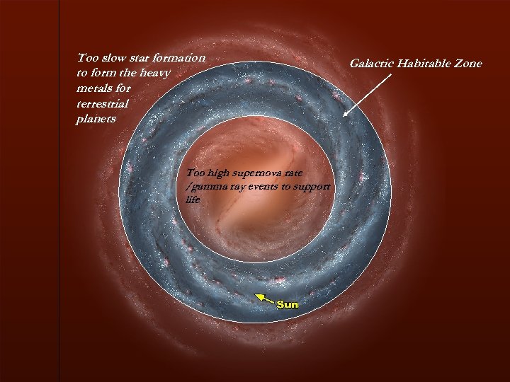 Too slow star formation to form the heavy metals for terrestrial planets Too high