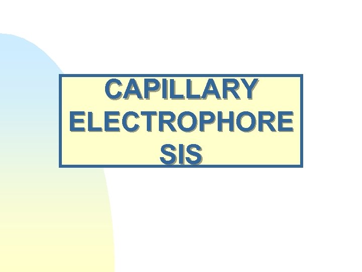 CAPILLARY ELECTROPHORE SIS 