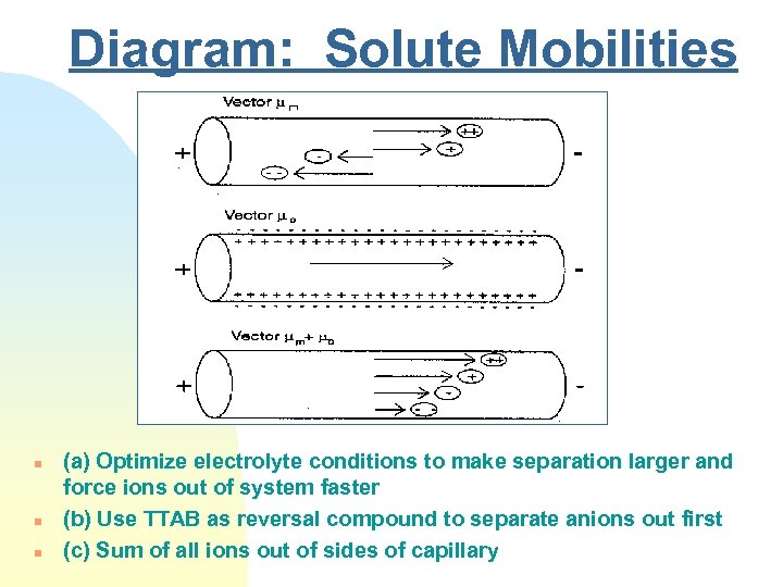 Diagram: Solute Mobilities n n n (a) Optimize electrolyte conditions to make separation larger
