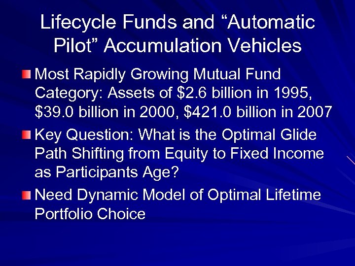 Lifecycle Funds and “Automatic Pilot” Accumulation Vehicles Most Rapidly Growing Mutual Fund Category: Assets