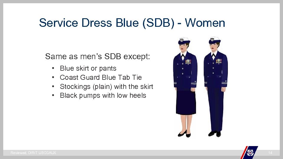 Service Dress Blue (SDB) - Women Same as men’s SDB except: • • Reviewed,