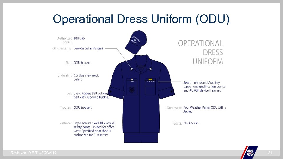 Operational Dress Uniform (ODU) ` Reviewed, DIR-T USCGAUX 21 