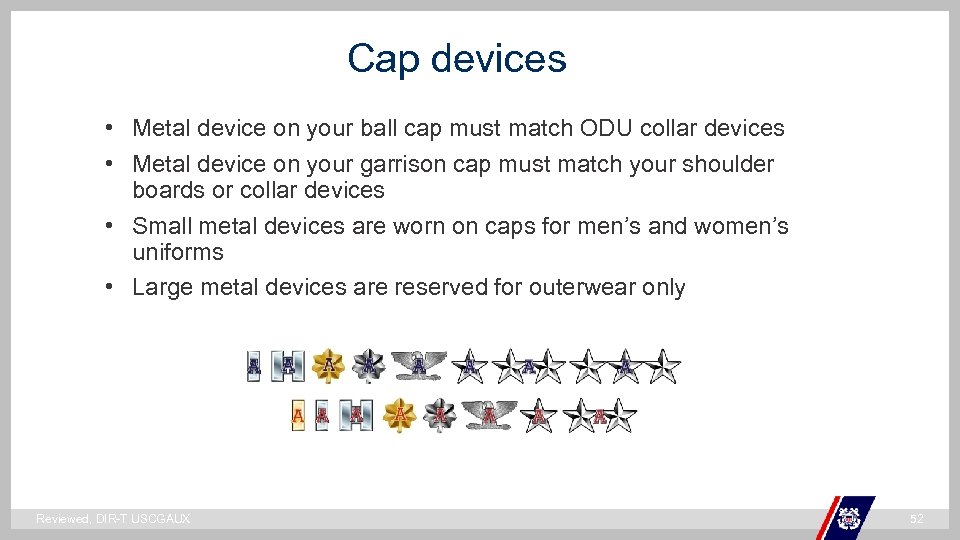 Cap devices • Metal device on your ball cap must match ODU collar devices