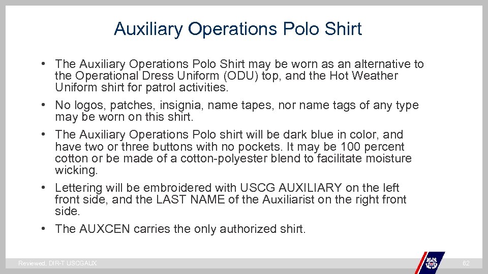 Auxiliary Operations Polo Shirt • The Auxiliary Operations Polo Shirt may be worn as