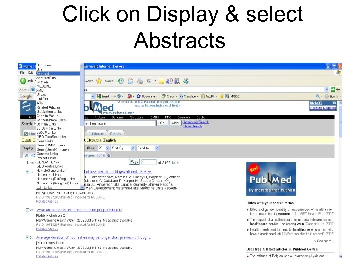 Click on Display & select Abstracts 