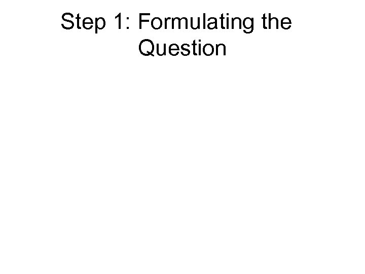 Step 1: Formulating the Question 