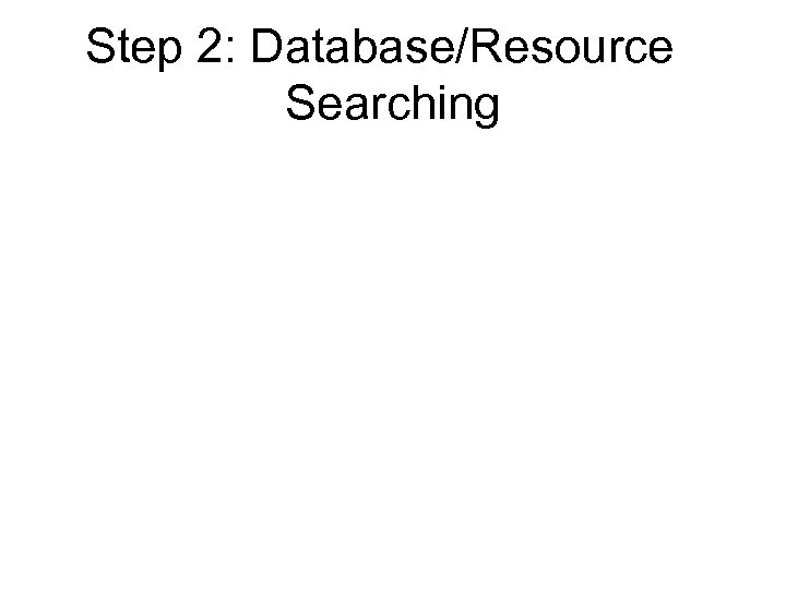 Step 2: Database/Resource Searching 