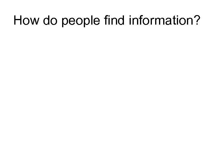 How do people find information? 