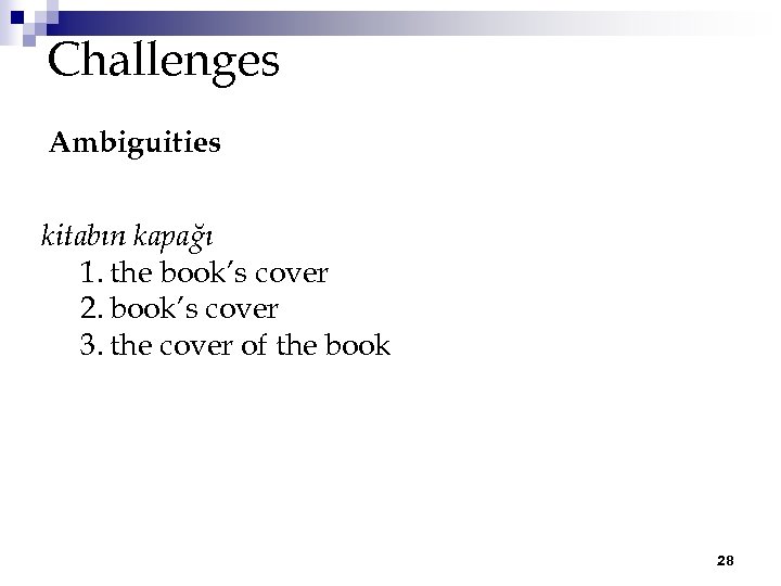 Challenges Ambiguities kitabın kapağı 1. the book’s cover 2. book’s cover 3. the cover