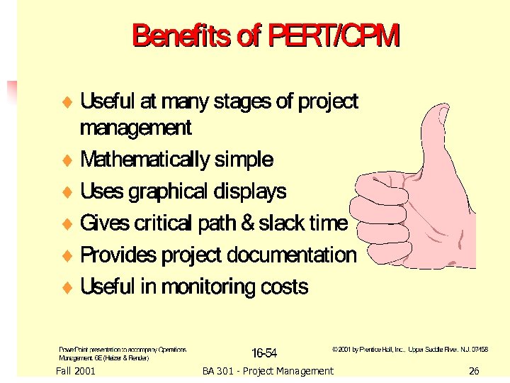 Fall 2001 BA 301 - Project Management 26 