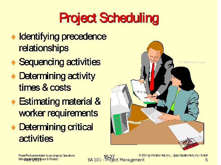 Fall 2001 BA 301 - Project Management 5 